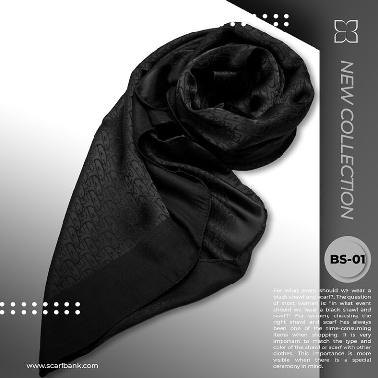 روسری زنانه مشکی ژاکارد نخی کد BS01 ( مدل باربری)