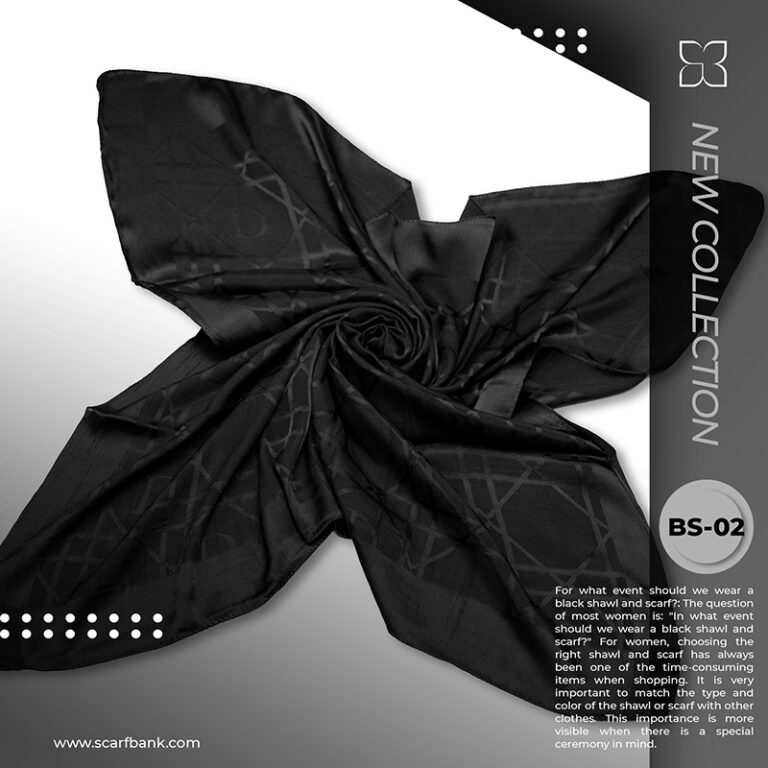 روسری زنانه مشکی ژاکارد نخی کد BS02 ( مدل باربری)
