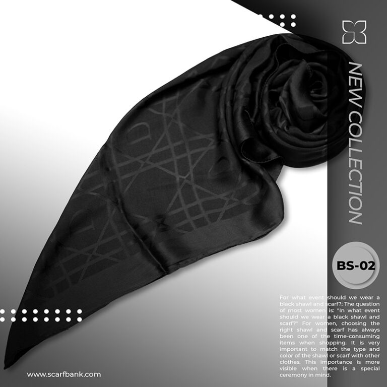 روسری زنانه مشکی ژاکارد نخی کد BS02 ( مدل باربری)