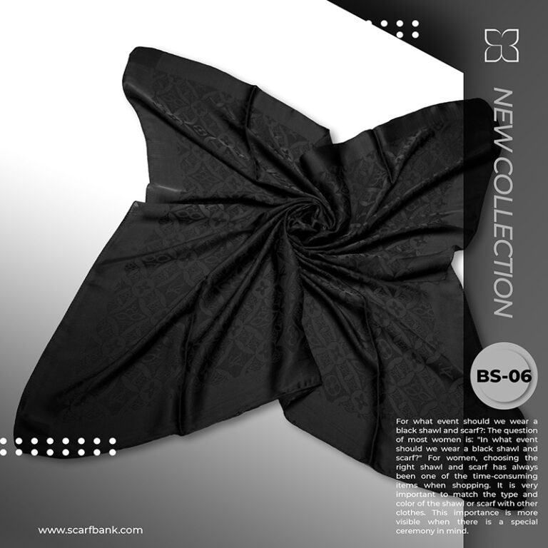 روسری زنانه مشکی ژاکارد نخی کد BS06 (مدل لویی ویتون)