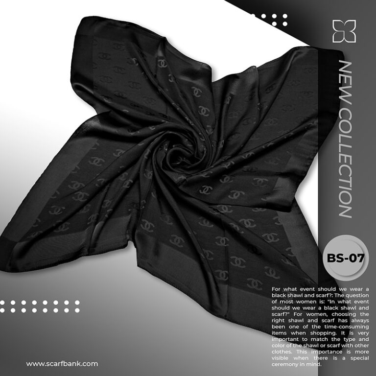 روسری زنانه مشکی ژاکارد نخی کد BS07 ( مدل گوچی)