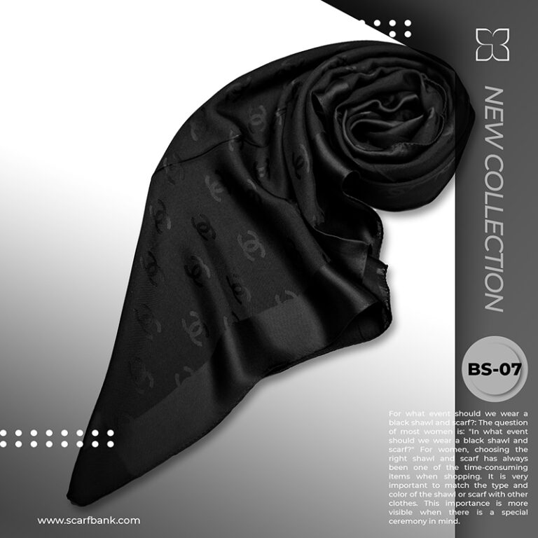 روسری زنانه مشکی ژاکارد نخی کد BS07 ( مدل گوچی)
