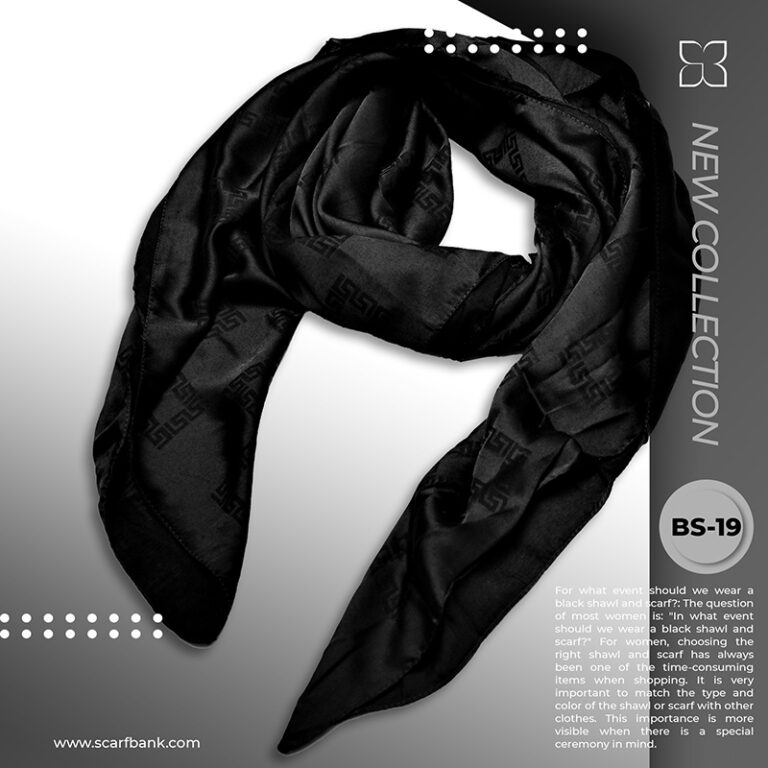 روسری زنانه مشکی ژاکارد نخی کد BS19 ( مدل ورساچه)