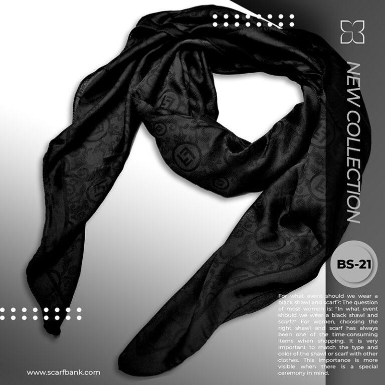 روسری زنانه مشکی ژاکارد نخی کد BS21 (مدل سندی)