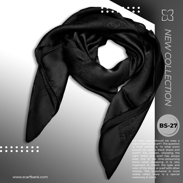 روسری زنانه مشکی ژاکارد نخی کد BS27 ( مدل گوچی)