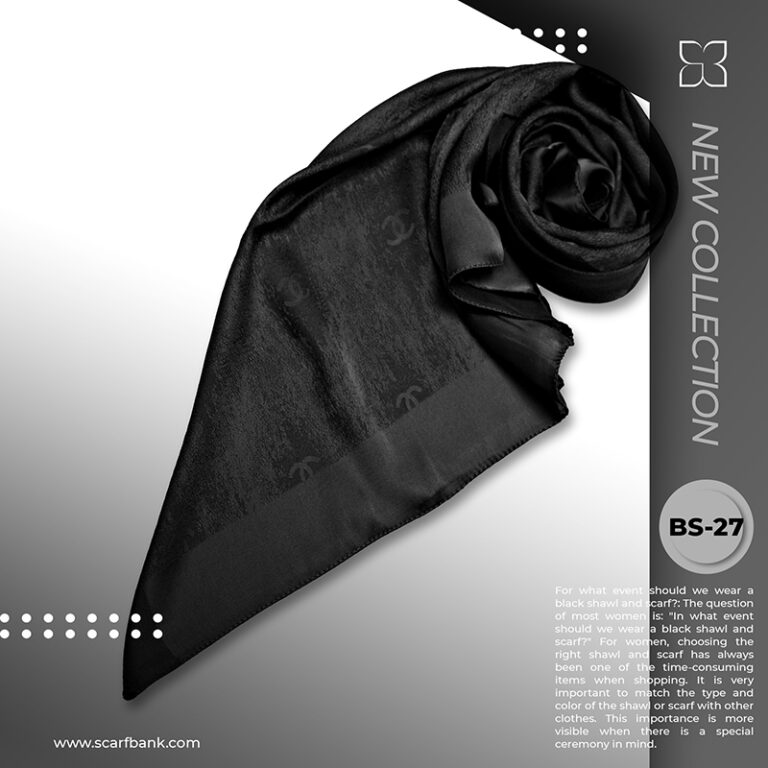 روسری زنانه مشکی ژاکارد نخی کد BS27 ( مدل گوچی)