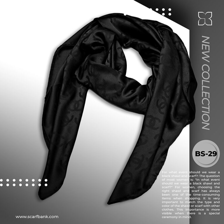 روسری زنانه مشکی ژاکارد نخی کد BS29 ( مدل گوچی)