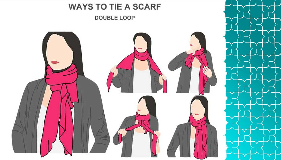نحوه بستن روسری به صورت گره دو حلقه